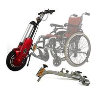 Wheelchair Traction Device 400W Wheelchair Retractor, Electric Wheelchair Conversion Kit, 3-Speed Adjustable, with Front Light, Range: 35Km, Shock Absorption System + Horn,Red-A Sports Wheel
