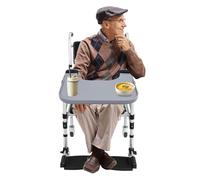 Wheelchair Tray Table ABS 110lbs Capacity Adjustable Mount Spill Proof Edge Dual Cup Holders for Elderly Care Home Rehab