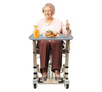 Wheelchair Tray Table, Detachable ABS Plastic Wheelchair Dining Table Board with 2 Cup Holders, for Adult Elderly Eating Reading, Grey, Fits Wheelchair Arms of 37-58cm