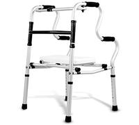 Wheelchair Walker, Elderly Walker Can Sit Folding Rollator Non-Slip Aluminum Alloy Auxiliary Walking Device Elderly Four-Legged Walking Stick Non-Slip Walking Stick with