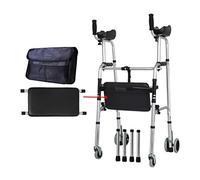 Wheelchair Walker Elderly Walker Portable Anti-Skid Auxiliary Walking Walker Aluminum Folding Four-Legged Walking Stick Non-Slip Walking Stick with Home Use