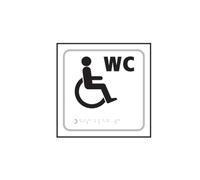 Wheelchair WC Braille Tactile Sign 150mm x 150mm | Self Adhesive Disabled Toilet Sign | Raised Text & Braille Accessible WC Signage | Disability Access Door Sign