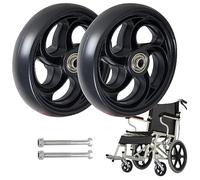 Wheelchair Wheel Replacement, Front Castor Wheels 5" 6" 8", Cart Trolley Tyre 8mm Bearing, 2 Pcs Solid Tires Front Wheel, With Screws, Firm Tread For Easier Rolling