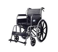 wheelchairs Black self-propelled Wheelchair Folded Portable, Multi-Purpose Mobile Device, with Toilet and Brake Pedals Puncture-Proof Tires detachably/Aluminum