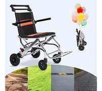 Wheelchairs Folding Lightweight Portable Travel Wheelchairs with Handbrake, Aluminum Ultra-Light Transport Wheelchair -Trolleys for Adults Elderly Aircraft Travel