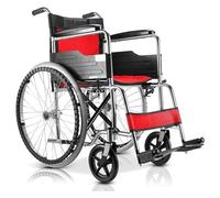 Wheelchairs Folding Wheelchair Steel Ultra Lightweight Foldable e Portable Transit Travel Red for Disabled Users Can Bear 100kg Push Type Lighter Weight