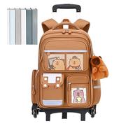 Wheeled Backpacks - School Backpacks on Wheels with Capybara Design, Retractable Handle, Adjustable Height, Large Capacity Luggage Suitcase | Night Travel, College Plane Girls, GA, Two Rounds, Se