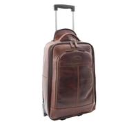 A1 FASHION GOODS Wheeled Cabin Size Suitcase Real Brown Leather Luggage Travel Bag Trolley - Carlos