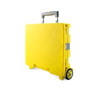 Wheeled Collapsible Handcart Foldable Utility Rolling Cart, 2-Wheel Folding Shopping Trolley with Telescopic Handle, Transport Trolley with Lid Storage Box, Load-Bearing 40kg-45L/65L (Gray+yellow 65L)