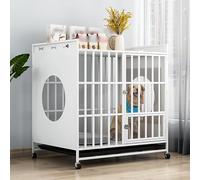 Wheeled Dog Cage Furniture 2-in-1 Dog Cage Furniture Dog House Decoration Pet House Dog Cage Side Table Indoor Dog House (Green 95cm) (White 110cm)