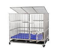 Wheeled Dog Crate Double Door Stainless Steel Pet Kennel with Tray | Lockable Wheeled Dog Crate with Double Door, Durable Indoor/Outdoor Pet Kennel for Secure Transport and Easy Cleaning