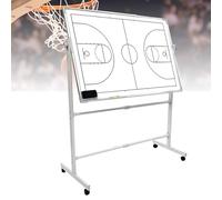 Wheeled Double-Sided Soccer Basketball Coaching Whiteboard for Coaches Large Tactics Board for Daily Training Tactical Deployment with Bracket