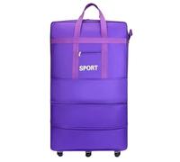 Wheeled Duffle Bag Large Capacity Airline Checked Bag Rolling Packing Cubes Moving Universal Wheel Oxford Foldable Luggage Storage Travel(Purple 95X48X28)