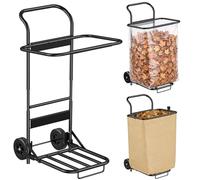 Wheeled Foldable Trash Bag Holder - Adjustable Leaf & Yard Waste Bag Holder for 30-50 Gal Plastic & Paper Bags - Heavy Duty Tool-Free Outdoor Stand with All-Terrain Wheels
