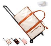 Wheeled Garment Bag for Travel - Convertible Rolling Duffle & Carry-on Weekender, Large Suitcase with Wheels for Business Trip Or Vacation(Basic, Pink) Beige Roller
