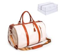 Wheeled Garment Bag for Travel - Convertible Rolling Duffle & Carry-on Weekender, Large Suitcase with Wheels for Business Trip Or Vacation(Basic, Pink) Beige Basic
