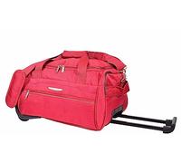 Wheeled Holdall Travel Roller Duffle Mid Size Bag Weekend Luggage HOL214 (Red)