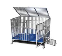 Wheeled Metal Dog Cage - Easy To Move, Sturdy Structure, Creates A Comfortable Living Environment For Dogs - GreatForMulti-DogHomes(78x50x66CM)