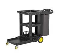 Wheeled Multifunctional Cleaning Cart, Thickened Engineering Plastic, with Water Squeezer and Storage Cabinet, Housekeeping Push Service Work Cart