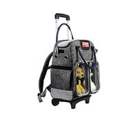 Wheeled Pet Backpack Soft-Sided Hiking Carrying Bag For Small Dogs and Cats Removable Rolling Wheels Mesh Ventilation Window (G)