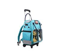 Wheeled Pet travel backpack Backpack Soft Sided Hiking Carrying Bag for Small Dogs and Cats Removable Rolling Wheels