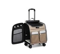 Wheeled Pet travel backpack Backpack Soft Sided Hiking Carrying Bag for Small Dogs and Cats Removable Rolling Wheels