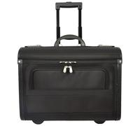 House Of Leather Wheeled Pilot Case Black Ballistic Nylon, Cabin Size Large Briefcase Business Travel Case Copilot