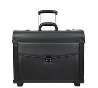 Wheeled Pilot Case Faux Leather Lightweight Cabin Bag Toulon Black House of Leather Black Small