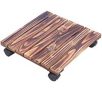 Wheeled Planter Caddy, 360 Degree Rotating Flower Pot Tray with Heavy Duty Wooden Stand Wheels for Patio and Outdoor Use