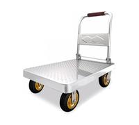 Wheeled Platform Hand Trolley, Foldable Transport Platform Truck - Heavy-Duty Metal Flatbed Cart, Collapsible Hand Trolley Suitable for Warehouses, Garages & Gardens (60x40cm