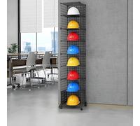 Wheeled Safety Helmet Rack, Hard Hat Storage Organizer, Stackable 32-Grid Holder, Mobile Safety Gear Storage Solution for Efficient Workplace Organization