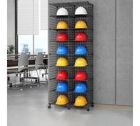 Wheeled Safety Helmet Rack, Hard Hat Storage Organizer, Stackable 32-Grid Holder, Mobile Safety Gear Storage Solution for Efficient Workplace Organization
