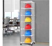 Wheeled Safety Helmet Rack, Hard Hat Storage Organizer, Stackable 32-Grid Holder, Mobile Safety Gear Storage Solution for Efficient Workplace Organization