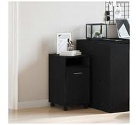 Wheeled Side Cabinet Black Oak 33x38x60cm Engineered Wood 2-Shelf Mobile Caster