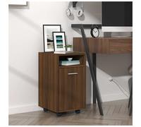 Wheeled Side Cabinet Brown Oak 33x38x60 cm Engineered Wood 2-Shelf Wheels Mobile