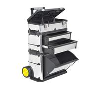 Wheeled Tool Box with Stackable Boxes and Lockable Cover - Large Toolbox on Wheels with Removable Tray - Secure Rolling Tool Box for Easy Organisation