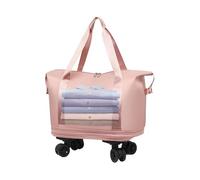 Wheeled Transport Bag - Foldable Rolling Luggage | Travel Bag with Wet & Dry Separation and 360 Degree Swivel Wheels for Shopping and Holidays, pink, Consulte la descripción, See description