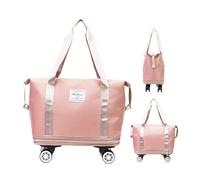 Wheeled Travel Bags, Wheeled Travel Bag | Foldable Duffle Bag on Wheels - Large Wheeled Bag, Waterproof Foldable Bag with Multiple Compartments, Pink, Se référer à la description, Refer to description