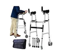 Wheeled Walker Upright Posture Rolling Walker with Armrest Support Pad Foldable 4 Wheel Walker Rollator Adjustable Height Elderly Walking Aid