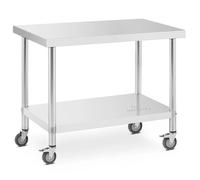 Wheeled Work Bench 60 x 100 cm 155 kg Load Capacity Royal Catering - Stainless Steel Tables by Silver
