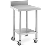 Wheeled work bench - 60 x 60 cm - Backsplash - 120 kg load capacity - Royal Catering RCAT-60/60-WS