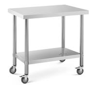Wheeled Work Bench 60 x 90 cm 145 kg Load Capacity Royal Catering - Stainless Steel Tables by Silver