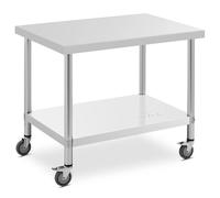 Wheeled Work Bench 70 x 100 cm 155 kg Load Capacity Royal Catering - Stainless Steel Tables by Silver