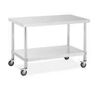 Wheeled Work Bench 70 x 120 cm 158 kg Load Capacity Royal Catering - Stainless Steel Tables by Silver