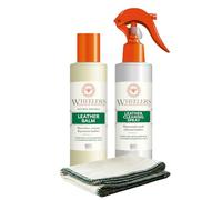 Wheelers Natural Leather Care Kit (Leather Cleaner Spray, Balm and Cloths) Natural Beeswax and Essential Oils, Nourish, Protect and Revive Sofas, Car Seats, Shoes, Jackets and More - Made in UK