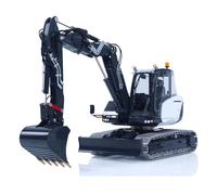 wheelfun 1/14 Metal LESU Remote Control Hydraulic Excavator Mc15 CNC Shell 4 Arms RC Digger 9 Ways Valve Dual Pumps Light Sound System Hobby Grade Model for Ages 14+(White and Dark Gray)