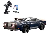 wheelfun 1/16 2.4GHz Remote Control High Speed Drift Car 35km/h 4 * 4 RC Muscle Car Q142 3Speed RTR Vehicle Brushed Motor LED Angel Eyees Hobby Grade Model for Adult Hobby(Blue)