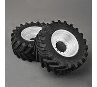 wheelfun 135.4Mm Front Wheel Rubber 2Pcs Tire Tyre Metal Hub for 1/14 Scale Lesu Hydraulic Rc Tractor Aoue 1050 Farm Truck Handmade DIY Agricultural Car