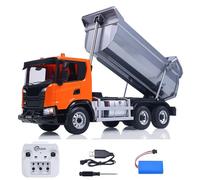 wheelfun Double E 1/20 Electric Remote Control Dump Truck 6X4 RC Tipper G540 Model Metal Bucket 260 Brushed Motor Openable Door Lights