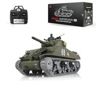wheelfun Heng Long US in Stock, 1/16 Customized Pro Version 7.0 M4A3 Sherman RC Tank 3898 Barrel Retractable Idle Smoking 360° Rotating Turret Infrared Combat Lifting Barrel Light Sound BB Shooting